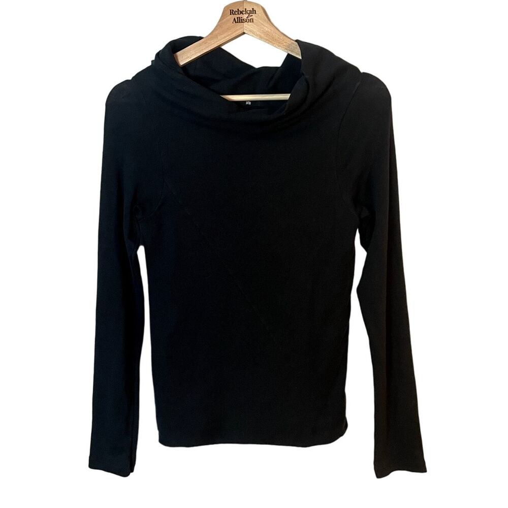 Jarbo Black Pima Cotton Classic Cowl Neck Sweater Women's EU 36 / US 4 EUC Y2K